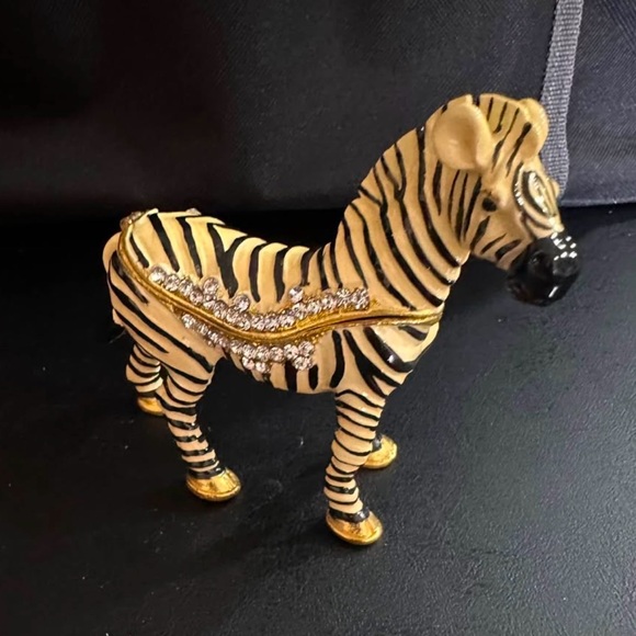 Other - Decorative Zebra Trinket Box with Gold Accents